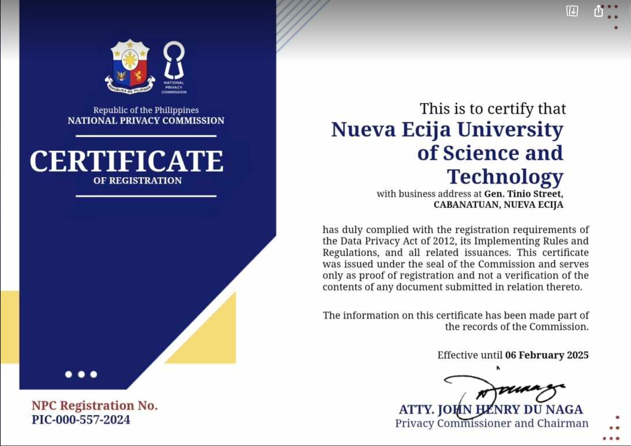 npc certificate